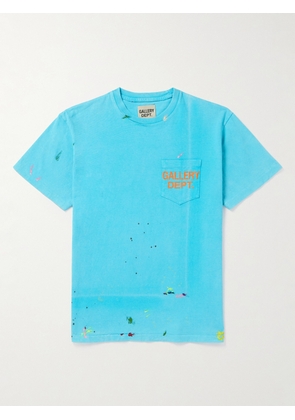 Gallery Dept. - Vintage Logo-Print Paint-Splattered Cotton-Jersey T-Shirt - Men - Blue - S