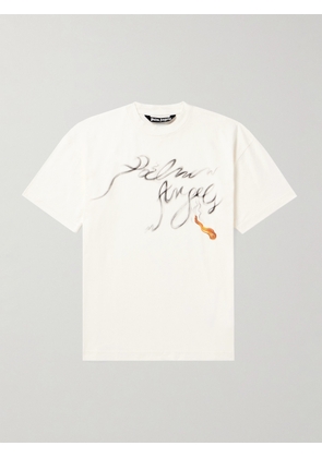 Palm Angels - Foggy Logo-Print Cotton-Jersey T-Shirt - Men - White - XS