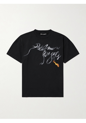 Palm Angels - Foggy Logo-Print Cotton-Jersey T-Shirt - Men - Black - XS