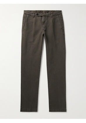 Massimo Alba - Ionio2 Straight-Leg Pleated Cotton and Hemp-Blend Gabardine Trousers - Men - Brown - IT 46