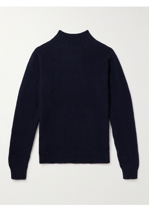 Drake's - Brushed Shetland Wool Mock-Neck Sweater - Men - Blue - S