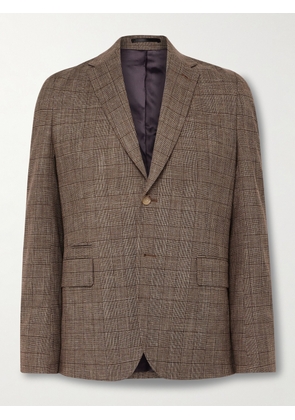 Paul Smith - Slim-Fit Prince of Wales Checked Wool, Cotton and Linen-Blend Blazer - Men - Brown - UK/US 36