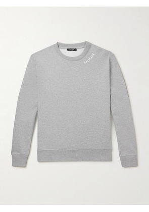 Balmain - Logo-Embroidered Cotton-Jersey Sweatshirt - Men - Gray - XS