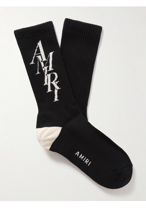AMIRI - Stack Logo-Jacquard Ribbed Cotton-Blend Socks - Men - Black - 41-42