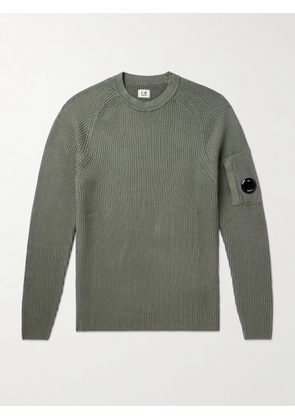 C.P. Company - Logo-Appliquéd Ribbed Sea Island Cotton Sweater - Men - Green - IT 46