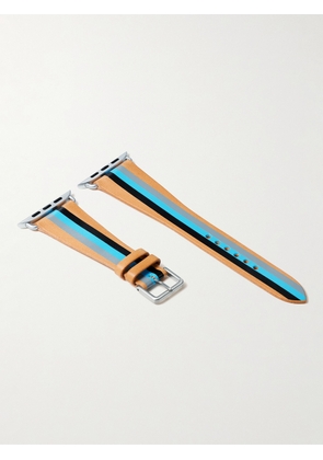 laCalifornienne - Striped Leather Watch Strap - Men - Blue