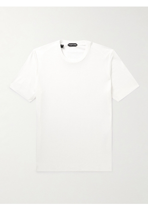 TOM FORD - Placed Rib Slim-Fit Lyocell and Cotton-Blend T-Shirt - Men - White - IT 44