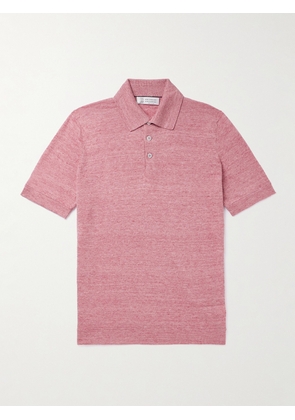 Brunello Cucinelli - Slim-Fit Linen and Cotton-Blend Polo Shirt - Men - Pink - IT 46