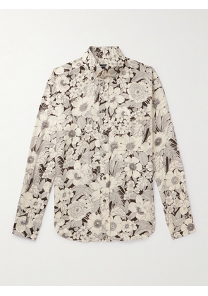 TOM FORD - Button-Down Collar Floral-Print Lyocell Shirt - Men - Neutrals - EU 39