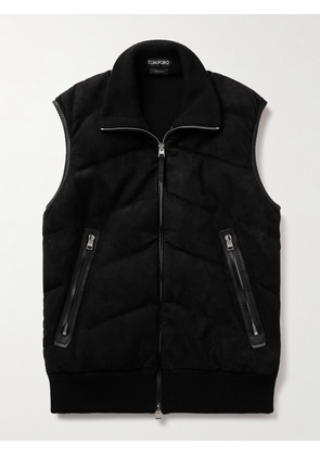 TOM FORD - Slim-Fit Quilted Suede-Panelled Wool and Cashmere-Blend Down Gilet - Men - Black - IT 46