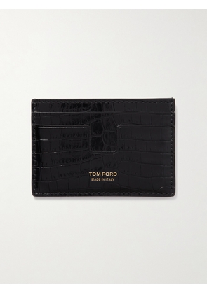 TOM FORD - Croc-Effect Leather Cardholder - Men - Black