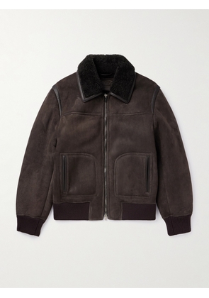 Tod's - Leather-Trimmed Shearling Bomber Jacket - Men - Brown - S