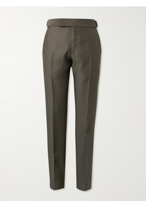 TOM FORD - Atticus Straight-Leg Wool and Silk-Blend Suit Trousers - Men - Green - IT 46