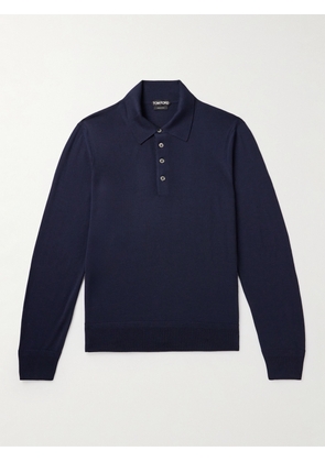 TOM FORD - Slim-Fit Wool Polo Shirt - Men - Blue - IT 44