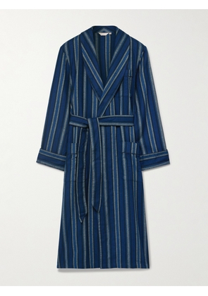 Derek Rose - Kelburn 38 Striped Cotton-Flannel Robe - Men - Blue - UK/US 38
