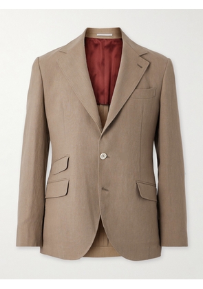 Brunello Cucinelli - Slim-Fit Linen Suit Jacket - Men - Brown - IT 46
