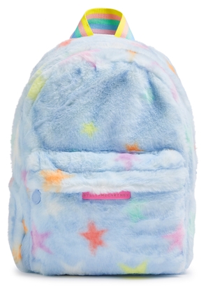 Stella Mccartney Kids Star-print Faux fur Backpack - Blue