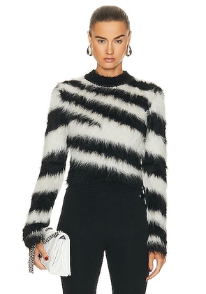 Monse Zebra Alpaca Cropped Sweater in Black & Ivory - Black,White. Size S (also in M).
