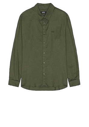 A.P.C. Vincent Shirt in Khaki - Olive. Size S (also in L).