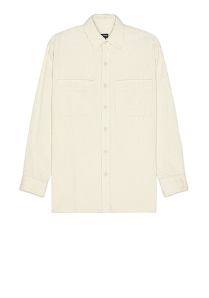 Club Monaco Wide Wale Corduroy Long Sleeve Shirt in Off White - Cream. Size XL/1X (also in ).