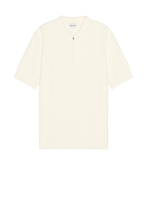 Bound Arthur 1/4 Zip Waffle Knit Polo in Cream. Size M.