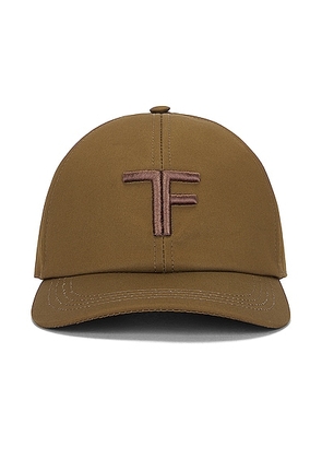 TOM FORD Canvas & Leather Cap in Olive Brown - Olive. Size L (also in M).