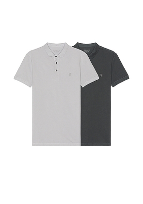 ALLSAINTS Reform Polo 2 Pack in Grey,Light Grey. Size XL/1X.