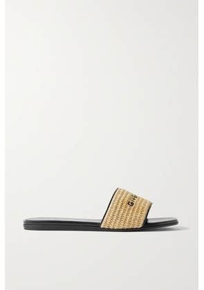 Givenchy - 4g Leather-trimmed Embroidered Raffia Slides - Neutrals - IT35,IT35.5,IT36,IT37,IT37.5,IT38,IT38.5,IT39,IT40,IT41