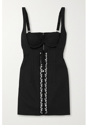 Dion Lee - Studded Cutout Stretch Organic Cotton Twill Mini Dress - Black - UK 6,UK 8,UK 10,UK 12,UK 14