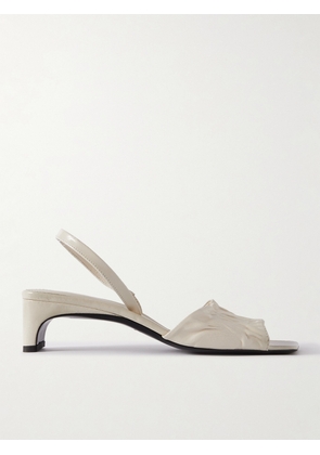 TOTEME - + Net Sustain The Gathered Scoop Crinkled Glossed-leather Slingback Sandals - White - IT35,IT36,IT37,IT38,IT39,IT40,IT41,IT42