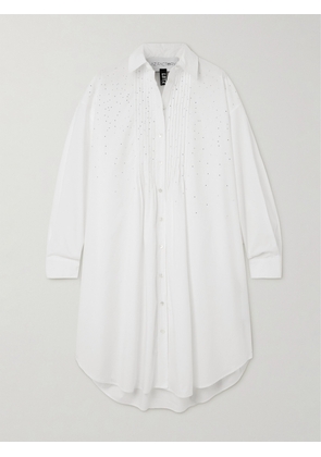AZ Factory - + Lutz Huelle Greta Crystal-embellished Pleated Cotton-poplin Mini Shirt Dress - White - x small,small,medium,large,x large