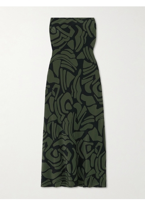 Matteau - + Net Sustain Strapless Printed Silk Midi Dress - Black - 1,2,3,4,5