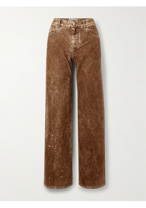 Loewe - High-rise Cotton Velvet Straight-leg Pants - Brown - FR32,FR34,FR36,FR38,FR40,FR42,FR44
