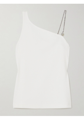 Givenchy - One-shoulder Chain-embellished Ribbed Cotton-blend Jersey Top - White - x small,small,medium,large,x large