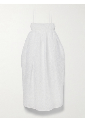 Cecilie Bahnsen - Vilma Bow-embellished Matelassé Midi Dress - White - UK 6,UK 8,UK 10,UK 12,UK 14