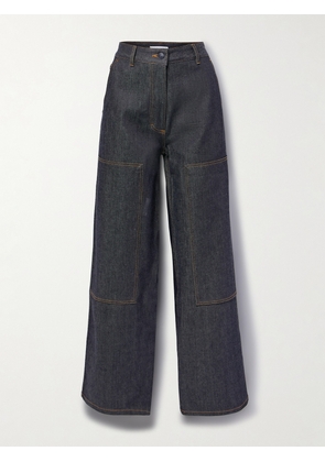 Cecilie Bahnsen - Virgina Paneled High-rise Straight-leg Jeans - Blue - UK 6,UK 8,UK 10,UK 12,UK 14,UK 16