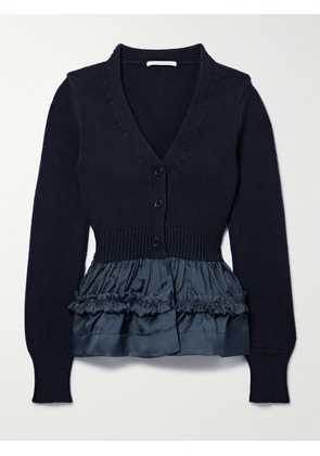 Cecilie Bahnsen - Vision Ruffled Taffeta-trimmed Cashmere And Wool-blend Cardigan - Blue - x small,small,medium,large