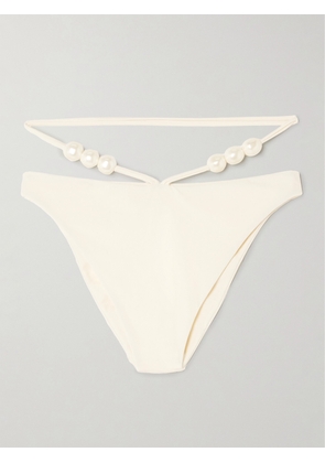 Magda Butrym - Faux Pearl-embellished Bikini Briefs - Cream - FR34,FR36,FR38,FR40,FR42