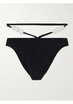 Magda Butrym - Faux Pearl-embellished Bikini Briefs - Black - FR34,FR36,FR38,FR40,FR42