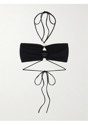 Magda Butrym - Cutout Faux Pearl-embellished Halterneck Bikini Top - Black - FR34,FR36,FR38,FR40,FR42