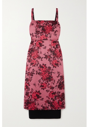 Emilia Wickstead - Tiffany Layered Floral-print Faille Midi Dress - Pink - UK 6,UK 8,UK 10,UK 12,UK 14,UK 16,UK 18