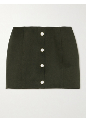 Alessandra Rich - Wool-crepe Mini Skirt - Green - IT36,IT38,IT40,IT42,IT44