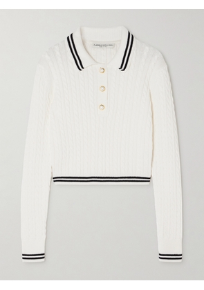 Alessandra Rich - Cropped Striped Cable-knit Cotton Sweater - White - IT36,IT38,IT40,IT42,IT44,IT46