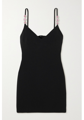 David Koma - Crystal Embellished Cady Mini Dress - Black - UK 6,UK 8,UK 10,UK 12,UK 14