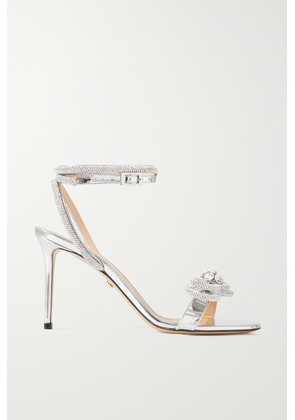 MACH & MACH - Double Bow Crystal-embellished Mirrored-leather Sandals - Silver - IT35,IT35.5,IT36,IT36.5,IT37,IT37.5,IT38,IT38.5,IT39,IT39.5,IT40,IT40.5,IT41,IT41.5,IT42