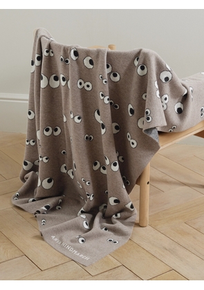 Anya Hindmarch - All Over Eyes Intarsia Wool Blanket - Gray - One size