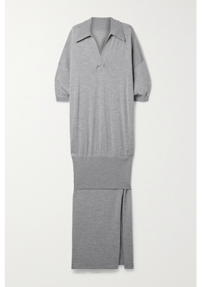 KHAITE - Rue Layered Merino Wool-blend Maxi Dress - Gray - x small,small,medium,large,x large