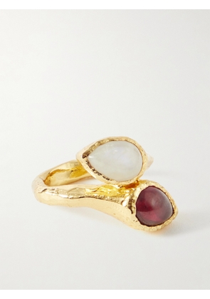 Pacharee - Prado Teardrop Gold-plated, Garnet And Moonstone Ring - 50,51,52,53,54,55