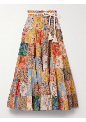 Zimmermann - Junie Patchwork Floral-print Cotton-voile Maxi Skirt - Red - 00,0,1,2,3,4