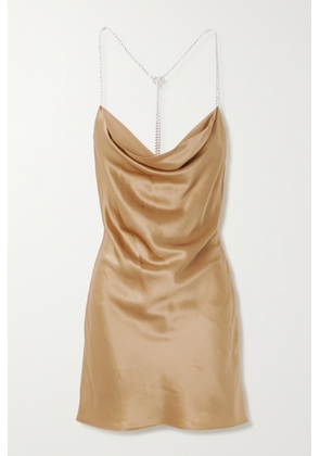 Michael Lo Sordo - Nicole Crystal-embellished Draped Silk-satin Mini Dress - Gold - UK 4,UK 6,UK 8,UK 10,UK 12
